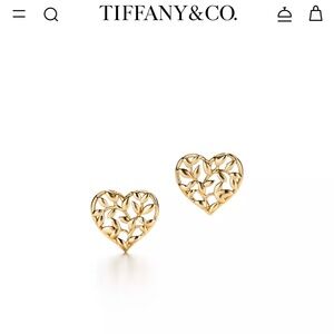 Tiffany & Co Paloma Picasso 18K Gold Heart Stud Earrings
